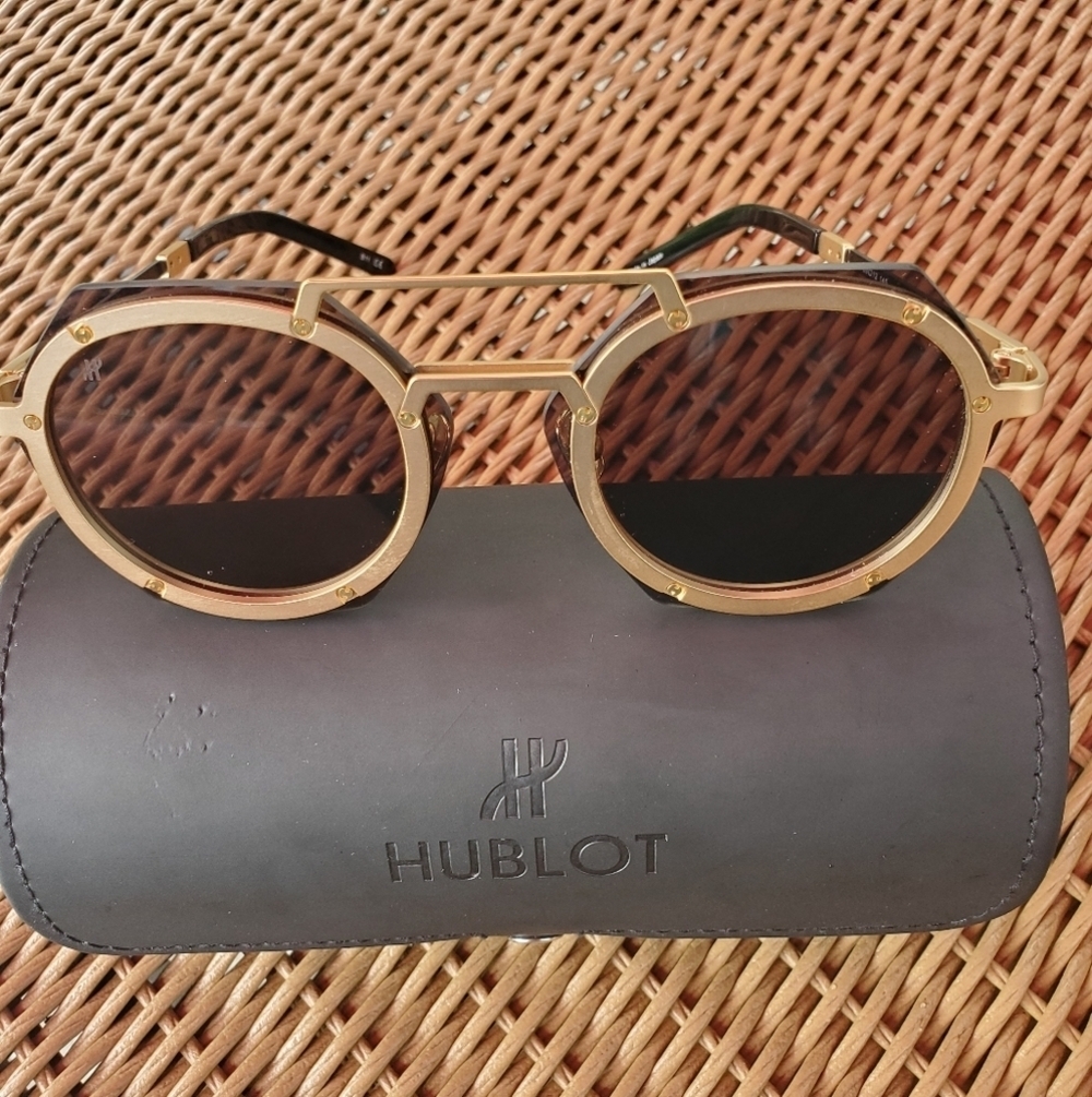 Hublot Tech Shield Sunglasses H006 Gold/Bue in Pristine Condition With CASE